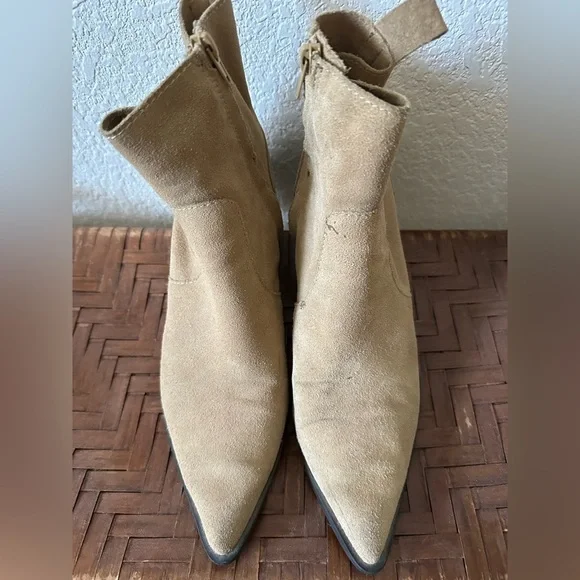 Zara Leather Split Suede Pointed Toe Cowboy Ankle Boots Size 39 | 8 - Picture 10 of 14